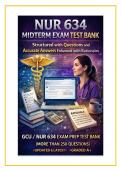  NUR634 MIDTERM EXAM TEST BANK STRUCTURED WITH QUESTIONS AND ACCURATE ANSWERS&semi; ENHANCED ALSO WITH RATIONALES  GCU&sol; NUR 634  EXAM PREP TEST BANK<MORE THAN 250 QUESTIONS>&lpar;GRADED A&plus; &rpar;<UPDATED AND LATEST>