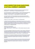 LEAD INSPECTOR EXAM QUESTIONS & ACTUAL CORRECT ANSWERS