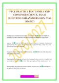 FTCE PRACTICE TEST FAMILY AND CONSUMER SCIENCE&period; EXAM QUESTIONS AND ANSWERS 100&percnt; PASS 2026&sol;2027