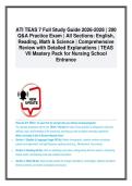   ATI TEAS 7 Full Study Guide 2026-2028 &vert; 200  Q&A Practice Exam &vert; All Sections&colon; English&comma;  Reading&comma; Math & Science &vert; Comprehensive  Review with Detailed Explanations &vert; TEAS  VII Mastery Pack for Nursing School  Entrance 