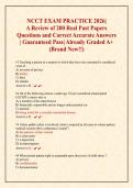 NCCT EXAM PRACTICE 2026&vert;  A Review of 200 Real Past Papers Questions and Correct Accurate Answers &vert; Guaranteed Pass&vert; Already Graded A&plus; &lpar;Brand New&excl;&excl;&rpar;