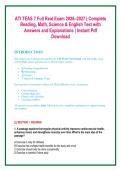 OFFICIAL ATI TEAS 7 Full Real Exam 2026&ndash;2027 &vert; Complete  Reading&comma; Math&comma; Science & English Test with  Answers and Explanations &vert; Instant Pdf  Download