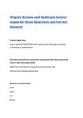 Virginia Erosion and Sediment Control Inspector Exam Questions and Correct Answers
