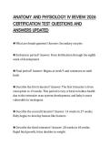 ANATOMY AND PHYSIOLOGY IV REVIEW 2026 CERTIFICATION TEST QUESTIONS AND ANSWERS UPDATED