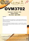 OVM3702 Assignment 1 &lpar;COMPLETE ANSWERS&rpar; Semester 1 2026 - DUE  April 2026