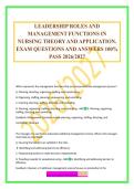 LEADERSHIP ROLES AND MANAGEMENT FUNCTIONS IN NURSING THEORY AND APPLICATION&period; EXAM QUESTIONS AND ANSWERS 100&percnt; PASS 2026&sol;2027