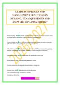LEADERSHIP ROLES AND MANAGEMENT FUNCTIONS IN NURSING&period; EXAM QUESTIONS AND ANSWERS 100&percnt; PASS 2026&sol;2027