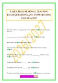LASER HAIR REMOVAL TRAINING EXAM QUESTIONS AND ANSWERS 100&percnt; PASS 2026&sol;2027