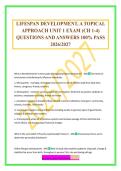 LIFESPAN DEVELOPMENT&comma; A TOPICAL APPROACH UNIT 1 EXAM &lpar;CH 1-4&rpar; QUESTIONS AND ANSWERS 100&percnt; PASS 2026&sol;2027