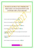 MATH EXAM PRACTICE PROBLEMS - MED SURG I EXAM QUESTIONS AND ANSWERS 100&percnt; PASS 2026&sol;2027