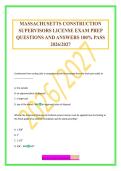 MASSACHUSETTS CONSTRUCTION SUPERVISORS LICENSE EXAM PREP QUESTIONS AND ANSWERS 100&percnt; PASS 2026&sol;2027