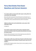 Perry Real Estate College Final Exam Questions and Correct Answers