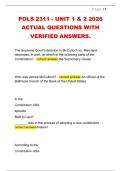 POLS 2311 - UNIT 1 & 2 2026  ACTUAL QUESTIONS WITH  VERIFIED ANSWERS&period; 