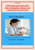 ATI RN Maternal Newborn 2023 &ndash;  Series 3&colon; Postpartum &ndash; Recovery and  Complications Proctored Exam