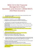 WGU C214 OA Financial Management Exam Questions and Answers Updated &lpar;2026&sol;2027&rpar; &lpar;Verified Answers&rpar;