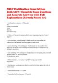 NCEP Certification Exam Edition 2026&sol;2027 &vert; Complete Exam Questions and Accurate Answers with Full Explanations &lpar;Already Passed A&plus;&rpar;