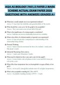 AQA AS BIOLOGY 7401&sol;2 PAPER 2 MARK SCHEME ACTUAL EXAM PAPER 2026 QUESTIONS WITH ANSWERS GRADED A&plus;