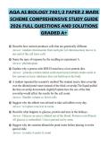 AQA AS BIOLOGY 7401&sol;2 PAPER 2 MARK SCHEME COMPREHENSIVE STUDY GUIDE 2026 FULL QUESTIONS AND SOLUTIONS GRADED A&plus;