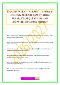 INQUIRY WEEK 4- NURSING THEORY & READING RESEARCH &lpar;WHY&ndash;HOW&ndash; WHAT&rpar; EXAM QUESTIONS AND ANSWERS 100&percnt; PASS 2026&sol;2027