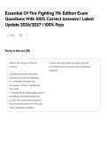 Essential Of Fire Fighting 7th Edition Exam Questions With 100&percnt; Correct Answers &vert; Latest Update 2026&sol;2027 &vert; 100&percnt; Pass