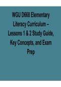 WGU D668 Elementary Literacy Curriculum Lessons 1 and 2 Study Guide 2025&sol; 2026 Key Concepts and Exam Prep with Verified Answers