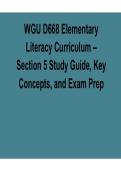 WGU D668 Elementary Literacy Curriculum Section 5 Study Guide 2025&sol; 2026 Key Concepts and Exam Prep with Verified Answers