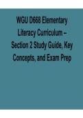 WGU D668 Elementary Literacy Curriculum Section 2 Study Guide 2025&sol; 2026 Key Concepts and Exam Prep with Verified Answers