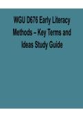 WGU D676 Early Literacy Methods Key Terms and Ideas Study Guide 2025&sol; 2026 Comprehensive Concepts and Verified Answers