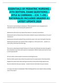 Essentials of Pediatric Nursing &lpar;5th Edition&rpar; Kyle & Carman Chapters 1&ndash;29 Comprehensive Exam Questions with Rationales