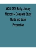 WGU D676 Early Literacy Methods Complete Study Guide 2025&sol; 2026 Key Concepts and Exam Preparation with Verified Answers