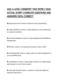 AQA A LEVEL CHEMISTRY 7405 PAPER 1 2026 ACTUAL SCRIPT COMPLETE QUESTIONS AND ANSWERS 100&percnt; CORRECT