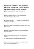 AQA A LEVEL CHEMISTRY 7405 PAPER 2 2026 ACTUAL SCRIPT COMPLETE QUESTIONS AND ANSWERS 100&percnt; CORRECT