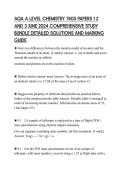 AQA A LEVEL CHEMISTRY 7405 PAPERS 1 2  AND 3 JUNE 2024 COMPREHENSIVE STUDY  BUNDLE DETAILED SOLUTIONS AND MARKING  GUIDE 