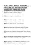 AQA A LEVEL CHEMISTRY 7405 PAPERS 1 2 AND 3 JUNE 2024 FINAL REVIEW STUDY BUNDLE WITH VERIFIED SOLUTIONS