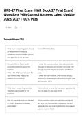 HRB-27 Final Exam &lpar;H&R Block 27 Final Exam&rpar; Questions With Correct Answers Latest Update 2026&sol;2027 &vert; 100&percnt; Pass&period;