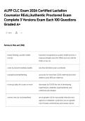 ALPP CLC Exam 2026 Certified Lactation Counselor REAL&sol;Authentic Proctored Exam Complete 3 Versions Exam Each 100 Questions Graded A&plus;