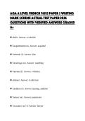 AQA A LEVEL FRENCH 76522 PAPER 2 WRITING MARK SCHEME ACTUAL TEST PAPER 2026 QUESTIONS WITH VERIFIED ANSWERS GRADED A&plus;