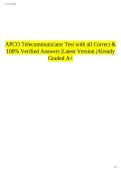 APCO Telecommunicator Test with all Correct & 100&percnt; Verified Answers &vert;Latest Version &vert;Already Graded A&plus;