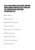 AQA A LEVEL FRENCH 76522 PAPER 2 WRITING MARK SCHEME COMPLETE STUDY GUIDE 2026 FULL QUESTIONS AND SOLUTIONS GUARANTEED PASS