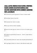 AQA A LEVEL FRENCH 76522 PAPER 2 WRITING MARK SCHEME SOLUTION BUNDLE 2026 SOLVED QUESTIONS WITH CORRECT ANSWERS 100&percnt; ACCURATE