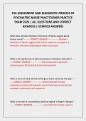THE ASSESSMENT AND DIAGNOSTIC PROCESS OF PSYCHIATRIC NURSE PRACTITIONER PRACTICE EXAM 2026 &vert; ALL QUESTIONS AND CORRECT ANSWERS &vert; VERIFIED ANSWERS