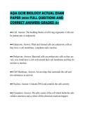 AQA GCSE BIOLOGY ACTUAL EXAM PAPER 2026 FULL QUESTIONS AND CORRECT ANSWERS GRADED A&plus;