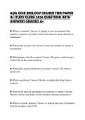 AQA GCSE BIOLOGY HIGHER TIER PAPER 1H STUDY GUIDE 2026 QUESTIONS WITH ANSWERS GRADED A&plus;