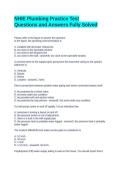 NHIE Plumbing Practice Test Questions and Answers Fully Solved
