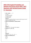WGU C955 Applied Probability and  Statistics Final Exam Actual 2026 &sol; 2027  Questions with Verified Answers Grade  A&plus; Guarantee 