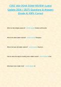 COSC 464 OSHA EXAM REVIEW &lpar;Latest Update 2026 2027&rpar; Questions & Answers -Grade A- 100- Correct&period;
