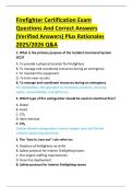 Firefighter Certification Exam  Questions And Correct Answers  &lpar;Verified Answers&rpar; Plus Rationales  2025&sol;2026 Q&A 