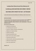 Louisiana New Orleans Second Class Stationary Air Conditioning EXAM QUESTIONS AND CORRECT VERIFIED SOLUTIONS LATEST UPDATE THIS YEAR &ndash; JUST RELEASED