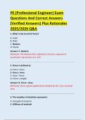 PE &lpar;Professional Engineer&rpar; Exam  Questions And Correct Answers  &lpar;Verified Answers&rpar; Plus Rationales  2025&sol;2026 Q&A 