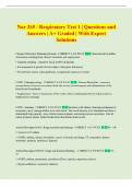 Nur 265 - Respiratory Test 1 &vert; Questions and  Answers &vert; A&plus; Graded &vert; With Expert  Solutions